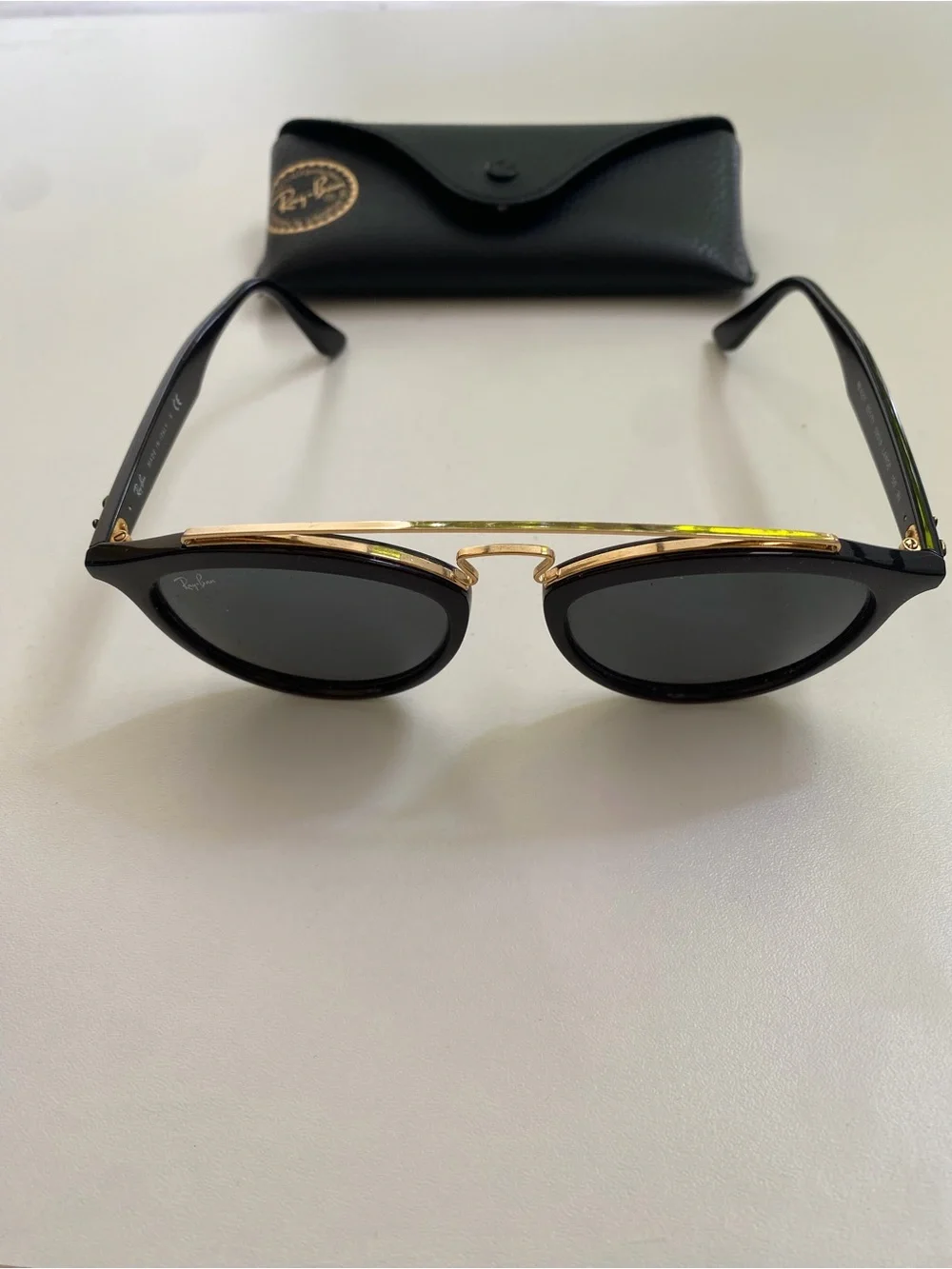 Ray-Ban Black & Gold Round Metal-Top Sunglasses